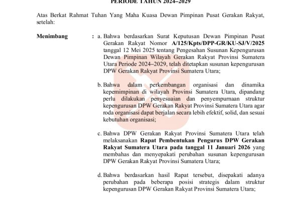 Penetapan Struktur Gerakan Rakyat Sumut Disorot, Diduga Tanpa Konfirmasi dan Sarat Kepentingan