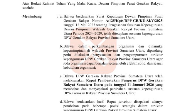 Penetapan Struktur Gerakan Rakyat Sumut Disorot, Diduga Tanpa Konfirmasi dan Sarat Kepentingan