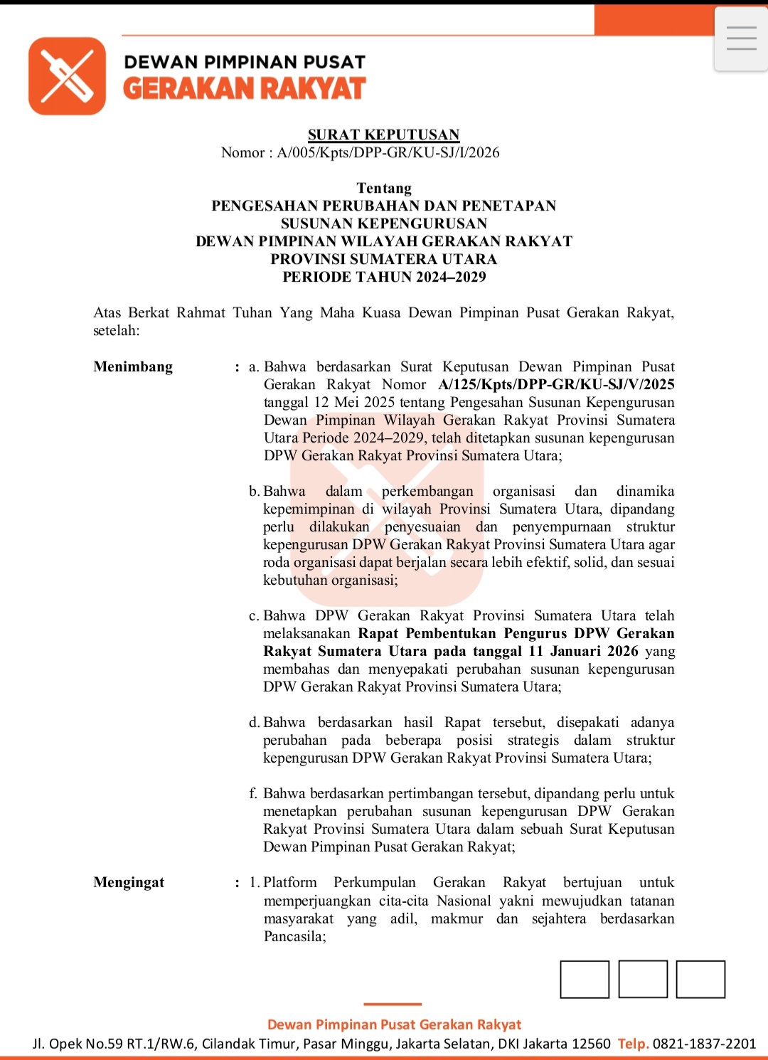 Penetapan Struktur Gerakan Rakyat Sumut Disorot, Diduga Tanpa Konfirmasi dan Sarat Kepentingan